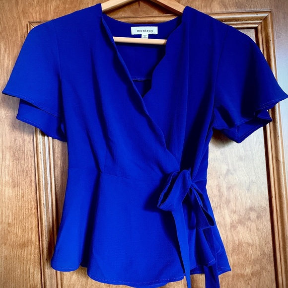 Blue Ruffle Tie Top - Picture 3 of 5